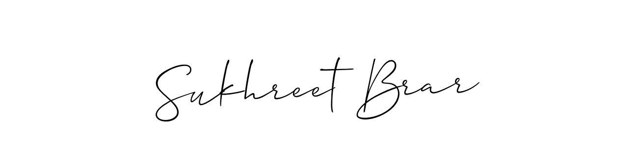 if you are searching for the best signature style for your name Sukhreet Brar. so please give up your signature search. here we have designed multiple signature styles  using Allison_Script. Sukhreet Brar signature style 2 images and pictures png