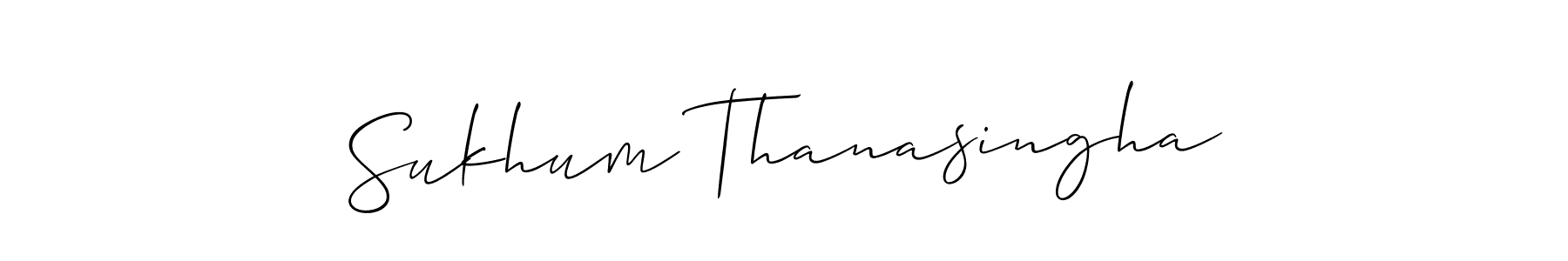 You should practise on your own different ways (Allison_Script) to write your name (Sukhum Thanasingha) in signature. don't let someone else do it for you. Sukhum Thanasingha signature style 2 images and pictures png