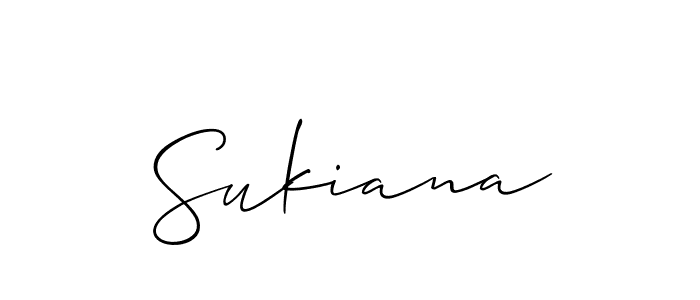 Design your own signature with our free online signature maker. With this signature software, you can create a handwritten (Allison_Script) signature for name Sukiana. Sukiana signature style 2 images and pictures png