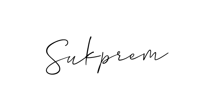 Make a beautiful signature design for name Sukprem. With this signature (Allison_Script) style, you can create a handwritten signature for free. Sukprem signature style 2 images and pictures png