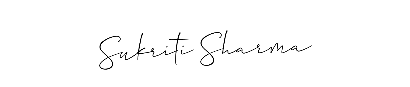 The best way (Allison_Script) to make a short signature is to pick only two or three words in your name. The name Sukriti Sharma include a total of six letters. For converting this name. Sukriti Sharma signature style 2 images and pictures png