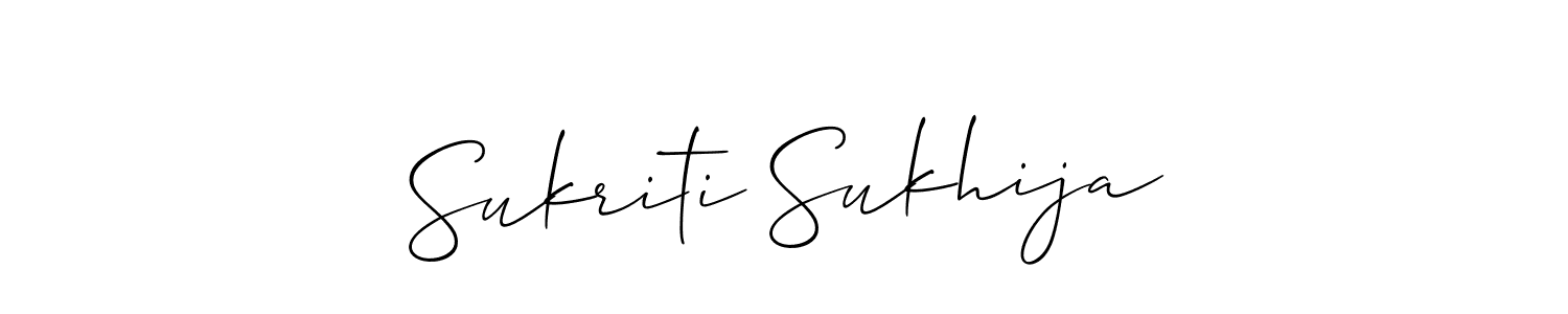 Make a beautiful signature design for name Sukriti Sukhija. With this signature (Allison_Script) style, you can create a handwritten signature for free. Sukriti Sukhija signature style 2 images and pictures png