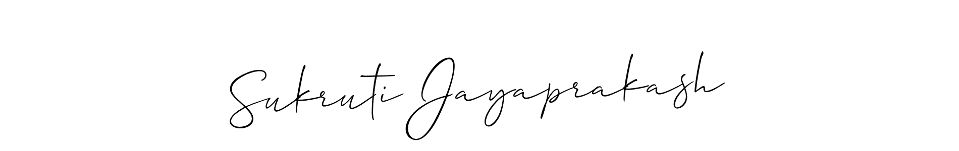 You should practise on your own different ways (Allison_Script) to write your name (Sukruti Jayaprakash) in signature. don't let someone else do it for you. Sukruti Jayaprakash signature style 2 images and pictures png