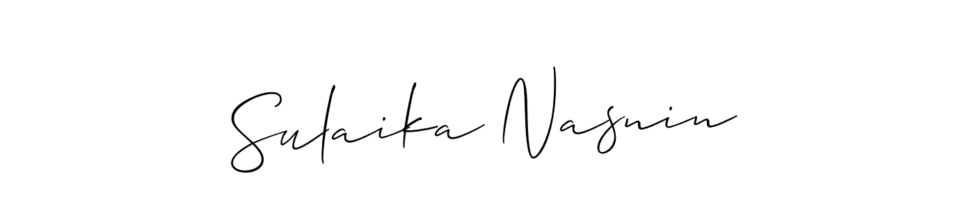 Make a short Sulaika Nasnin signature style. Manage your documents anywhere anytime using Allison_Script. Create and add eSignatures, submit forms, share and send files easily. Sulaika Nasnin signature style 2 images and pictures png