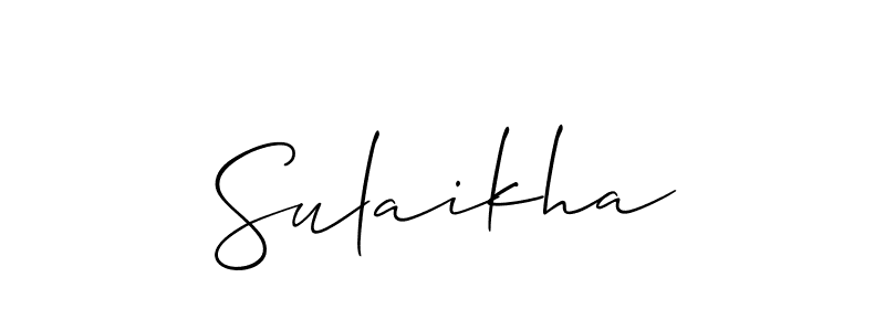 Make a beautiful signature design for name Sulaikha. With this signature (Allison_Script) style, you can create a handwritten signature for free. Sulaikha signature style 2 images and pictures png