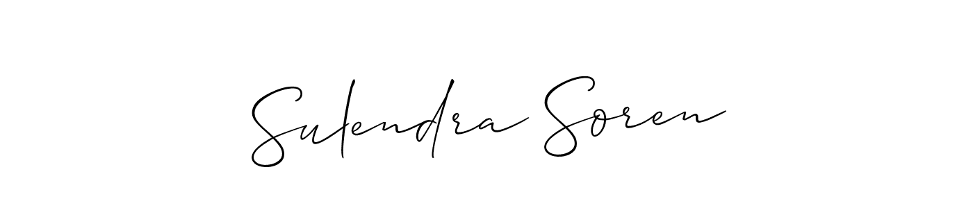 The best way (Allison_Script) to make a short signature is to pick only two or three words in your name. The name Sulendra Soren include a total of six letters. For converting this name. Sulendra Soren signature style 2 images and pictures png