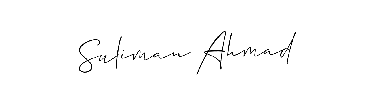 Create a beautiful signature design for name Suliman Ahmad. With this signature (Allison_Script) fonts, you can make a handwritten signature for free. Suliman Ahmad signature style 2 images and pictures png