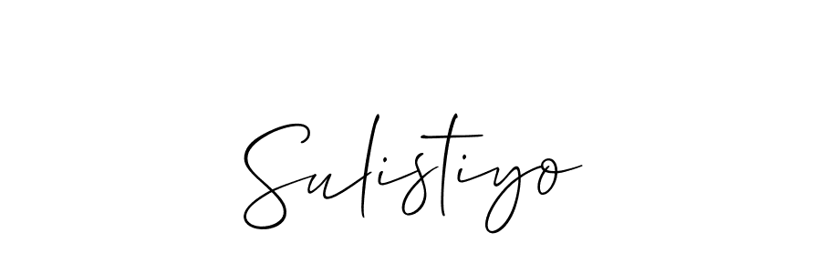 Create a beautiful signature design for name Sulistiyo. With this signature (Allison_Script) fonts, you can make a handwritten signature for free. Sulistiyo signature style 2 images and pictures png