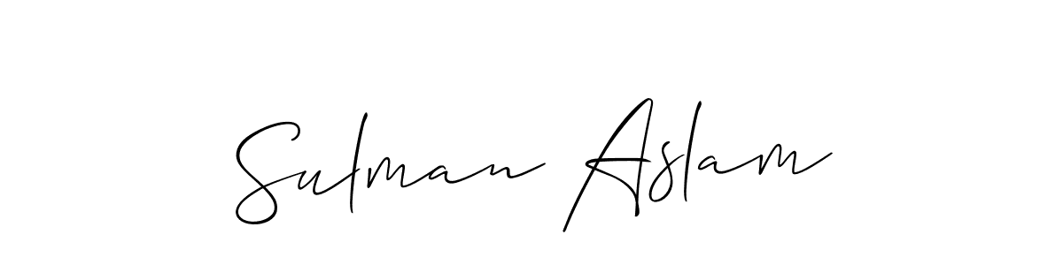 Use a signature maker to create a handwritten signature online. With this signature software, you can design (Allison_Script) your own signature for name Sulman Aslam. Sulman Aslam signature style 2 images and pictures png