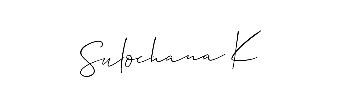 Also You can easily find your signature by using the search form. We will create Sulochana K name handwritten signature images for you free of cost using Allison_Script sign style. Sulochana K signature style 2 images and pictures png