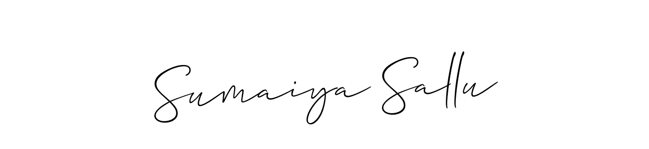 Make a short Sumaiya Sallu signature style. Manage your documents anywhere anytime using Allison_Script. Create and add eSignatures, submit forms, share and send files easily. Sumaiya Sallu signature style 2 images and pictures png