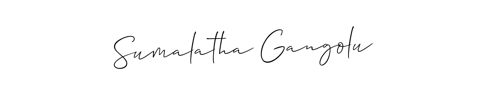 Make a beautiful signature design for name Sumalatha Gangolu. With this signature (Allison_Script) style, you can create a handwritten signature for free. Sumalatha Gangolu signature style 2 images and pictures png
