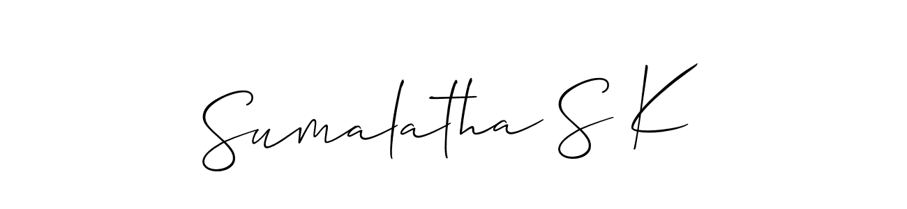 Use a signature maker to create a handwritten signature online. With this signature software, you can design (Allison_Script) your own signature for name Sumalatha S K. Sumalatha S K signature style 2 images and pictures png