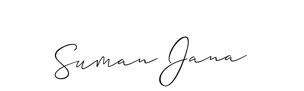 The best way (Allison_Script) to make a short signature is to pick only two or three words in your name. The name Suman Jana include a total of six letters. For converting this name. Suman Jana signature style 2 images and pictures png