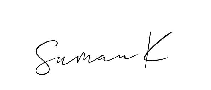 Use a signature maker to create a handwritten signature online. With this signature software, you can design (Allison_Script) your own signature for name Suman K. Suman K signature style 2 images and pictures png