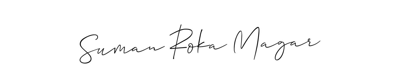 Also You can easily find your signature by using the search form. We will create Suman Roka Magar name handwritten signature images for you free of cost using Allison_Script sign style. Suman Roka Magar signature style 2 images and pictures png