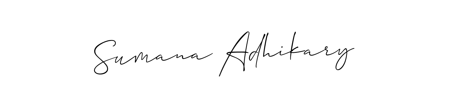 if you are searching for the best signature style for your name Sumana Adhikary. so please give up your signature search. here we have designed multiple signature styles  using Allison_Script. Sumana Adhikary signature style 2 images and pictures png
