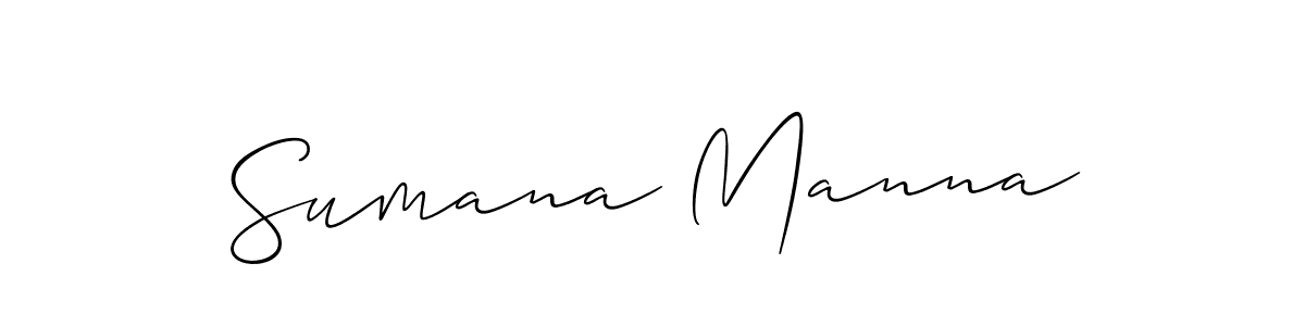 The best way (Allison_Script) to make a short signature is to pick only two or three words in your name. The name Sumana Manna include a total of six letters. For converting this name. Sumana Manna signature style 2 images and pictures png