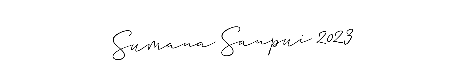 It looks lik you need a new signature style for name Sumana Sanpui 2023. Design unique handwritten (Allison_Script) signature with our free signature maker in just a few clicks. Sumana Sanpui 2023 signature style 2 images and pictures png