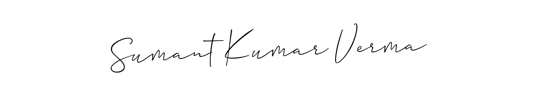 You should practise on your own different ways (Allison_Script) to write your name (Sumant Kumar Verma) in signature. don't let someone else do it for you. Sumant Kumar Verma signature style 2 images and pictures png