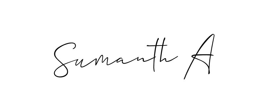 Also You can easily find your signature by using the search form. We will create Sumanth A name handwritten signature images for you free of cost using Allison_Script sign style. Sumanth A signature style 2 images and pictures png