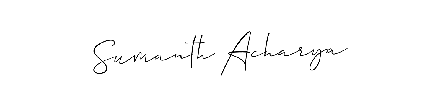 Also You can easily find your signature by using the search form. We will create Sumanth Acharya name handwritten signature images for you free of cost using Allison_Script sign style. Sumanth Acharya signature style 2 images and pictures png