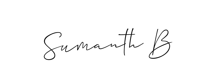 if you are searching for the best signature style for your name Sumanth B. so please give up your signature search. here we have designed multiple signature styles  using Allison_Script. Sumanth B signature style 2 images and pictures png