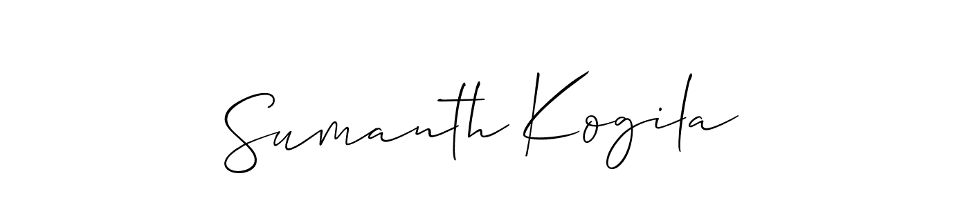 Create a beautiful signature design for name Sumanth Kogila. With this signature (Allison_Script) fonts, you can make a handwritten signature for free. Sumanth Kogila signature style 2 images and pictures png