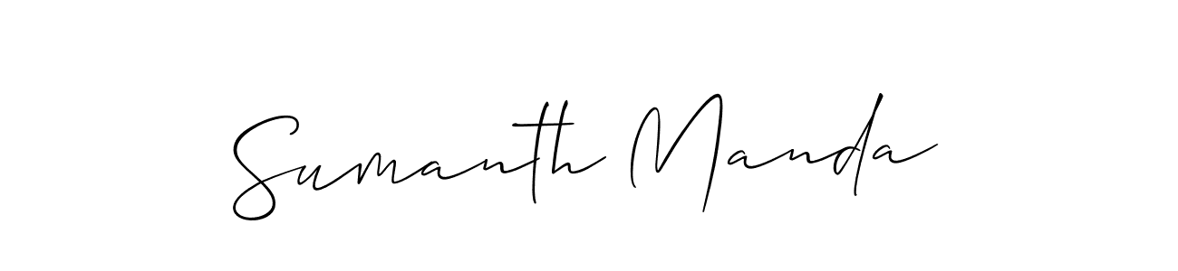 Make a beautiful signature design for name Sumanth Manda. With this signature (Allison_Script) style, you can create a handwritten signature for free. Sumanth Manda signature style 2 images and pictures png