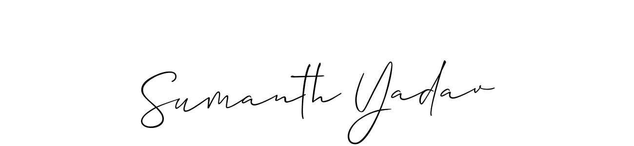 You should practise on your own different ways (Allison_Script) to write your name (Sumanth Yadav) in signature. don't let someone else do it for you. Sumanth Yadav signature style 2 images and pictures png
