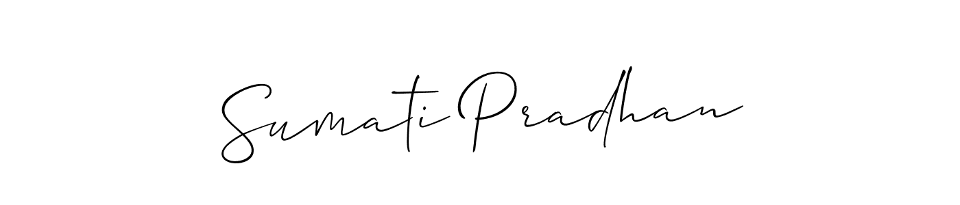 Allison_Script is a professional signature style that is perfect for those who want to add a touch of class to their signature. It is also a great choice for those who want to make their signature more unique. Get Sumati Pradhan name to fancy signature for free. Sumati Pradhan signature style 2 images and pictures png