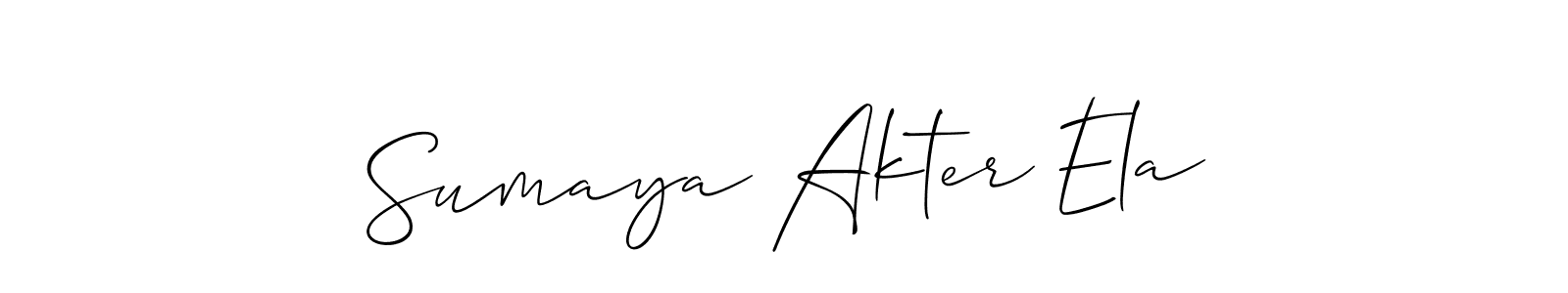 It looks lik you need a new signature style for name Sumaya Akter Ela. Design unique handwritten (Allison_Script) signature with our free signature maker in just a few clicks. Sumaya Akter Ela signature style 2 images and pictures png