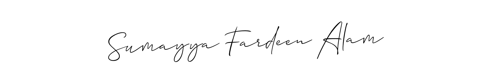 Also You can easily find your signature by using the search form. We will create Sumayya Fardeen Alam name handwritten signature images for you free of cost using Allison_Script sign style. Sumayya Fardeen Alam signature style 2 images and pictures png