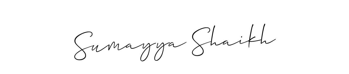 if you are searching for the best signature style for your name Sumayya Shaikh. so please give up your signature search. here we have designed multiple signature styles  using Allison_Script. Sumayya Shaikh signature style 2 images and pictures png