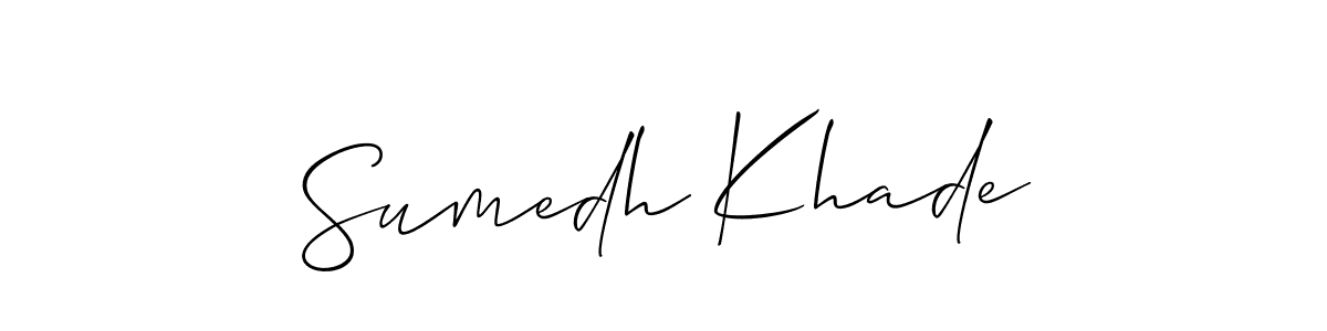 if you are searching for the best signature style for your name Sumedh Khade. so please give up your signature search. here we have designed multiple signature styles  using Allison_Script. Sumedh Khade signature style 2 images and pictures png