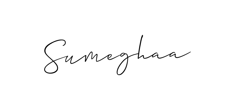 Make a beautiful signature design for name Sumeghaa. With this signature (Allison_Script) style, you can create a handwritten signature for free. Sumeghaa signature style 2 images and pictures png
