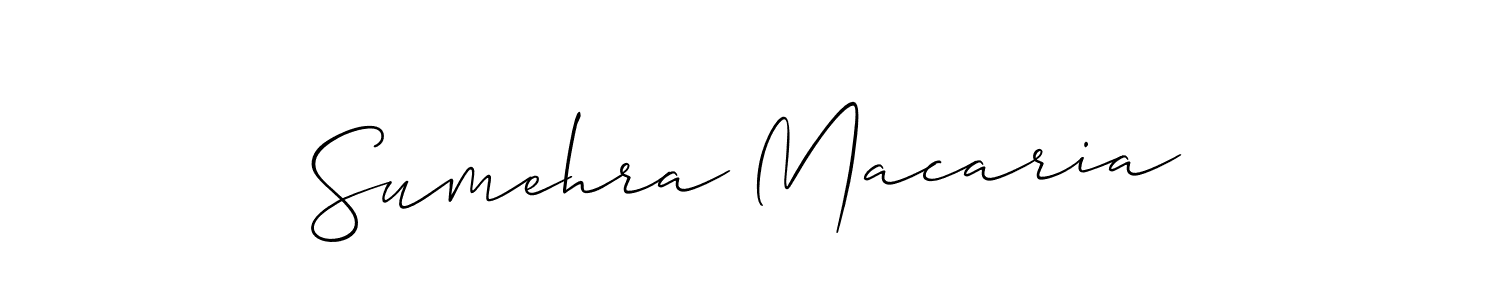 The best way (Allison_Script) to make a short signature is to pick only two or three words in your name. The name Sumehra Macaria include a total of six letters. For converting this name. Sumehra Macaria signature style 2 images and pictures png