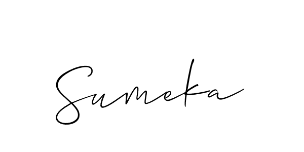 The best way (Allison_Script) to make a short signature is to pick only two or three words in your name. The name Sumeka include a total of six letters. For converting this name. Sumeka signature style 2 images and pictures png
