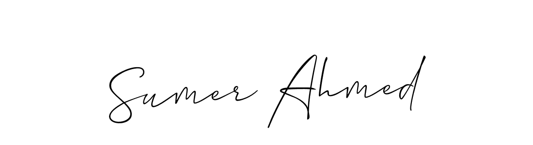 Make a beautiful signature design for name Sumer Ahmed. With this signature (Allison_Script) style, you can create a handwritten signature for free. Sumer Ahmed signature style 2 images and pictures png