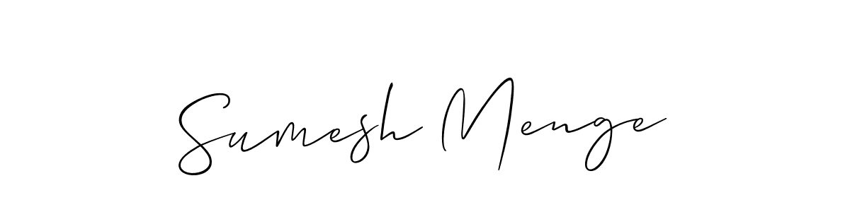 It looks lik you need a new signature style for name Sumesh Menge. Design unique handwritten (Allison_Script) signature with our free signature maker in just a few clicks. Sumesh Menge signature style 2 images and pictures png