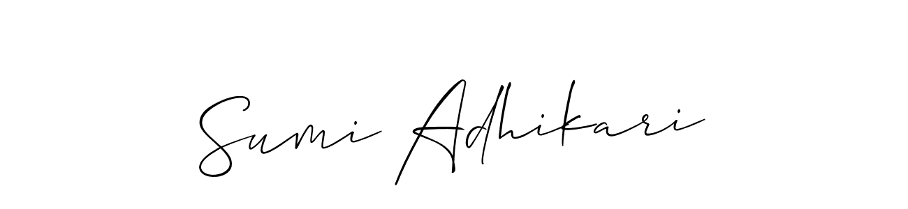 Create a beautiful signature design for name Sumi Adhikari. With this signature (Allison_Script) fonts, you can make a handwritten signature for free. Sumi Adhikari signature style 2 images and pictures png