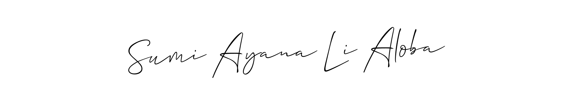 You can use this online signature creator to create a handwritten signature for the name Sumi Ayana Li Aloba. This is the best online autograph maker. Sumi Ayana Li Aloba signature style 2 images and pictures png