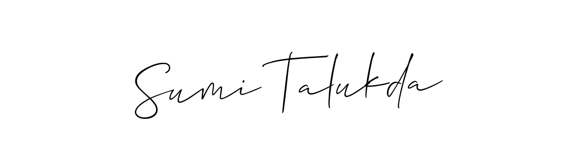 Create a beautiful signature design for name Sumi Talukda. With this signature (Allison_Script) fonts, you can make a handwritten signature for free. Sumi Talukda signature style 2 images and pictures png
