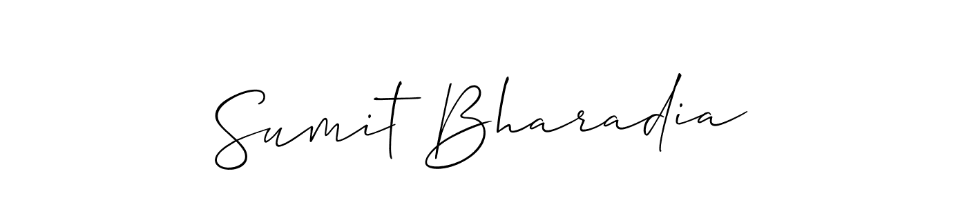 The best way (Allison_Script) to make a short signature is to pick only two or three words in your name. The name Sumit Bharadia include a total of six letters. For converting this name. Sumit Bharadia signature style 2 images and pictures png