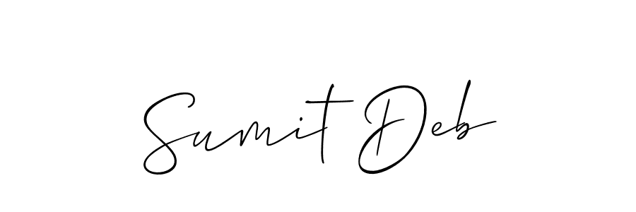 The best way (Allison_Script) to make a short signature is to pick only two or three words in your name. The name Sumit Deb include a total of six letters. For converting this name. Sumit Deb signature style 2 images and pictures png