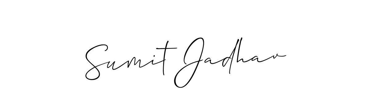 Also You can easily find your signature by using the search form. We will create Sumit Jadhav name handwritten signature images for you free of cost using Allison_Script sign style. Sumit Jadhav signature style 2 images and pictures png