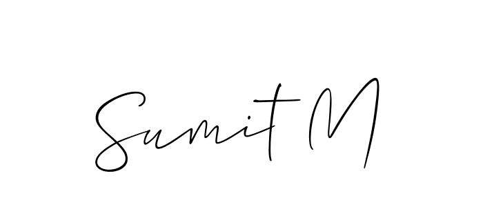 The best way (Allison_Script) to make a short signature is to pick only two or three words in your name. The name Sumit M include a total of six letters. For converting this name. Sumit M signature style 2 images and pictures png