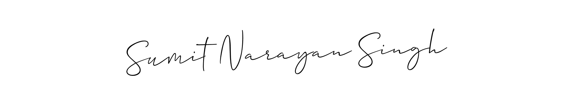 How to make Sumit Narayan Singh name signature. Use Allison_Script style for creating short signs online. This is the latest handwritten sign. Sumit Narayan Singh signature style 2 images and pictures png