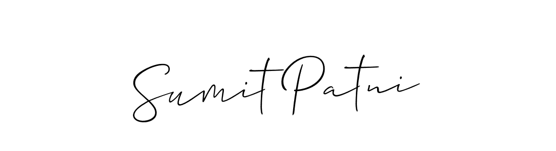 The best way (Allison_Script) to make a short signature is to pick only two or three words in your name. The name Sumit Patni include a total of six letters. For converting this name. Sumit Patni signature style 2 images and pictures png