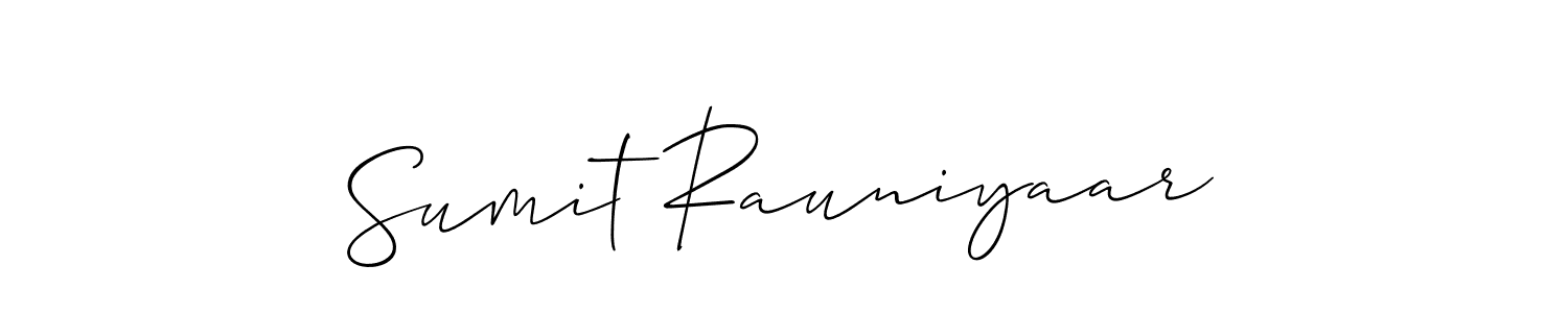 The best way (Allison_Script) to make a short signature is to pick only two or three words in your name. The name Sumit Rauniyaar include a total of six letters. For converting this name. Sumit Rauniyaar signature style 2 images and pictures png